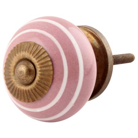 Lavender Striped Ceramic Cabinet Knob